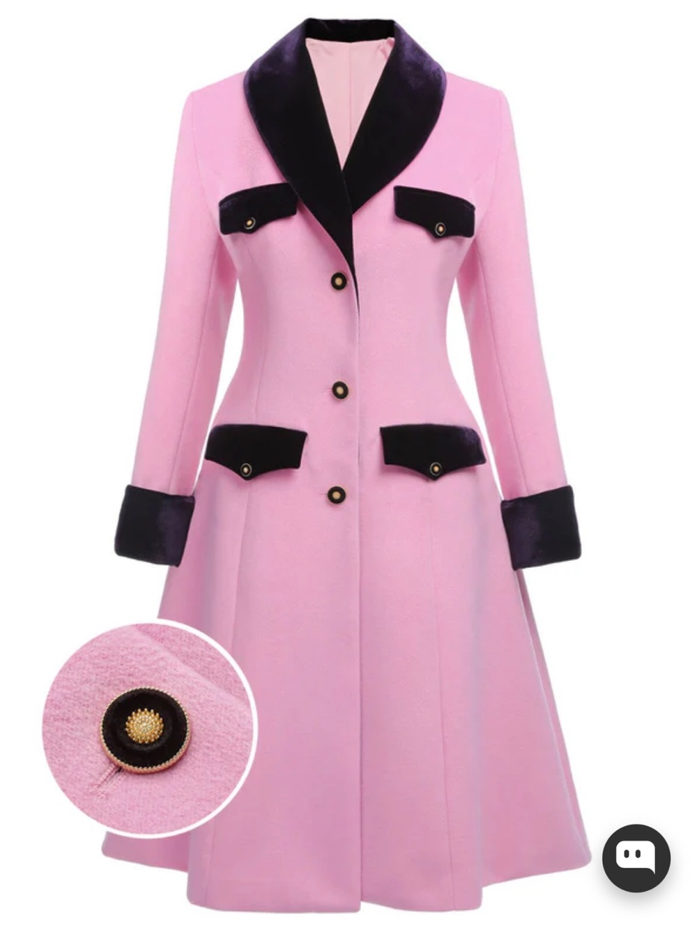 Retro Stage Pink Vintage Midi Coat – 38” Length NWOT - Picture 4 of 12